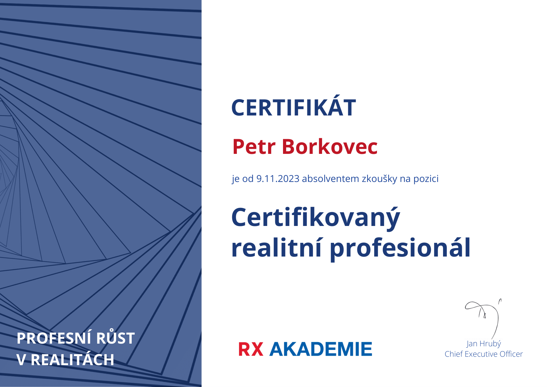 Certifikát realitní profesionál